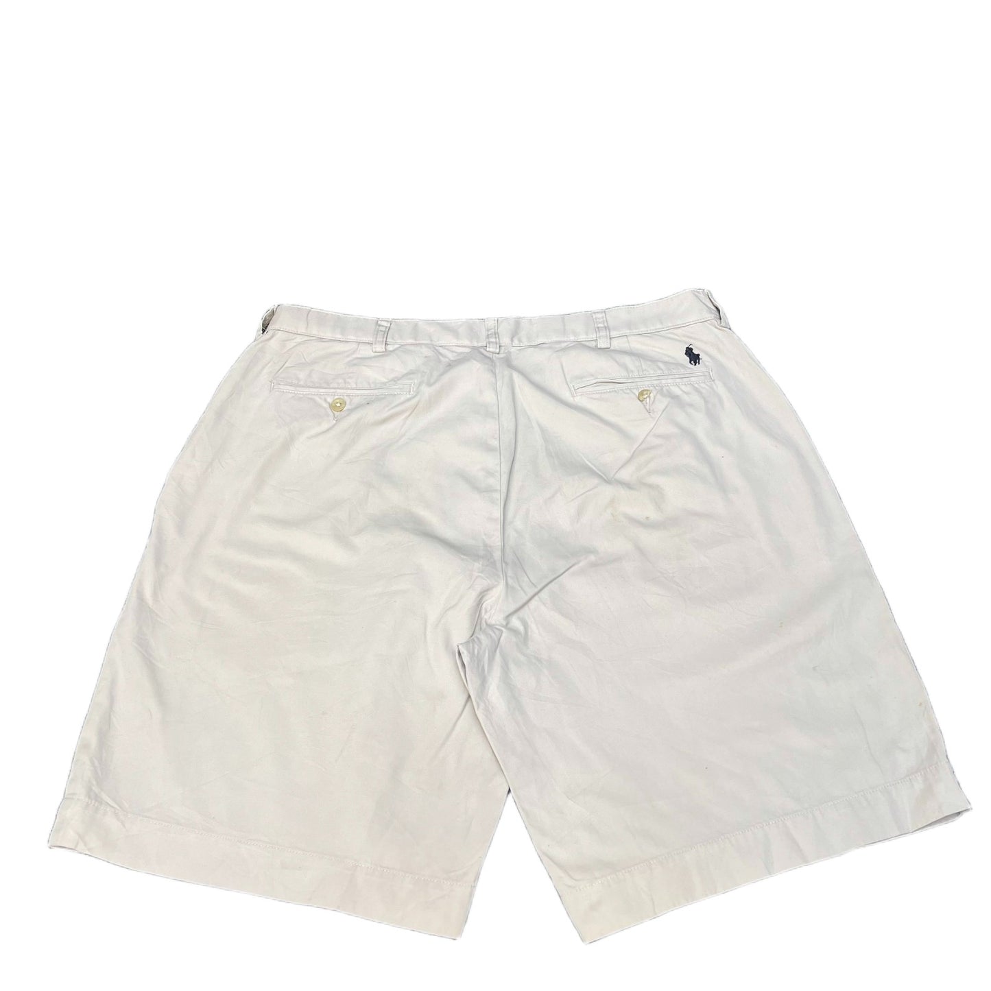 Vtg Polo Ralph Lauren Chino Shorts Fits as Mens XL 36" Waist Beige Flat Front