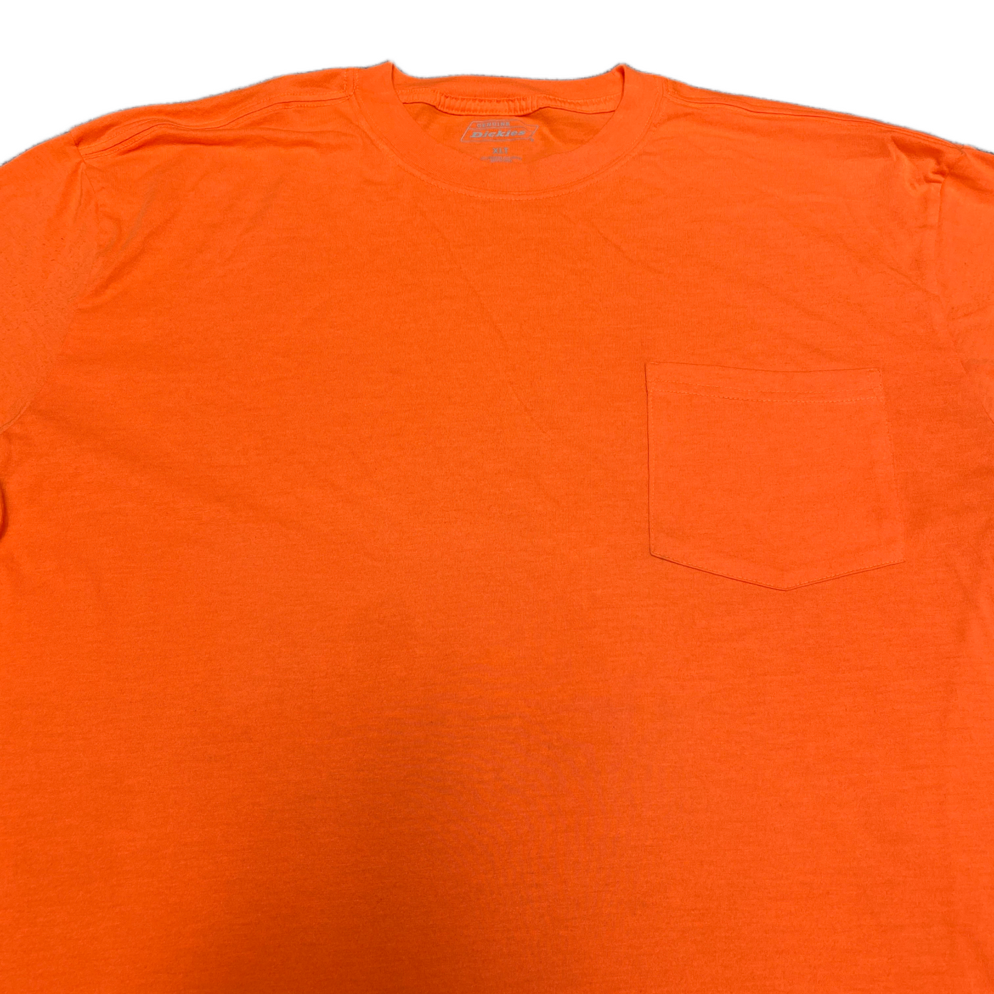 Dickies Pocket T-Shirt Mens Fits as XL Orange Regular Fit Short Sleeve Crew =