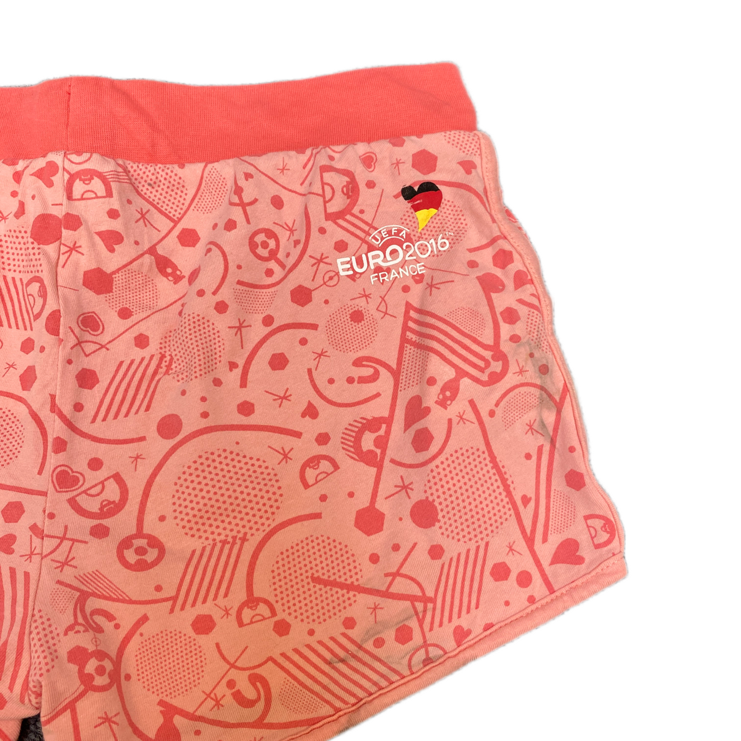 UEFA Euro 2016 France Running Sprinter Shorts Girls M 28" Waist Pink Drawstring