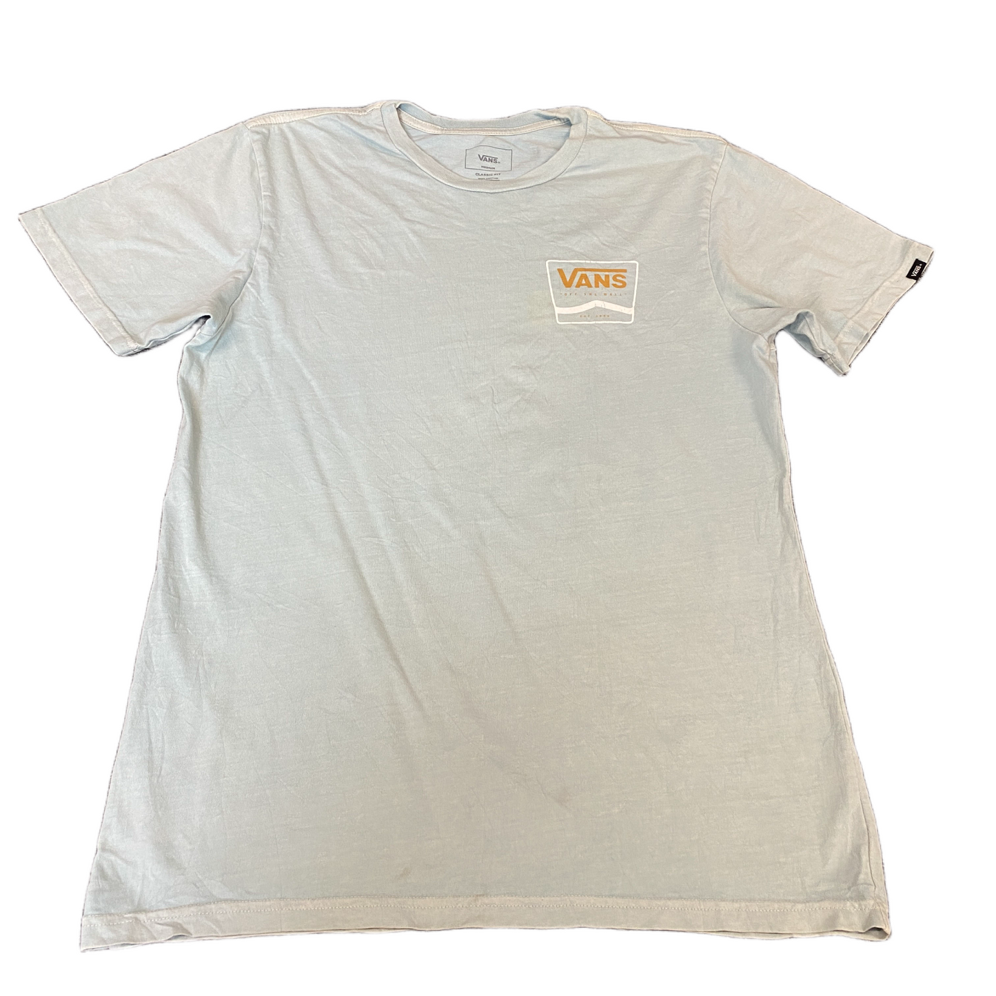 Vans T-Shirt Mens S Light Blue Classic Fit Short Sleeve Crew Neck Pullover Tee