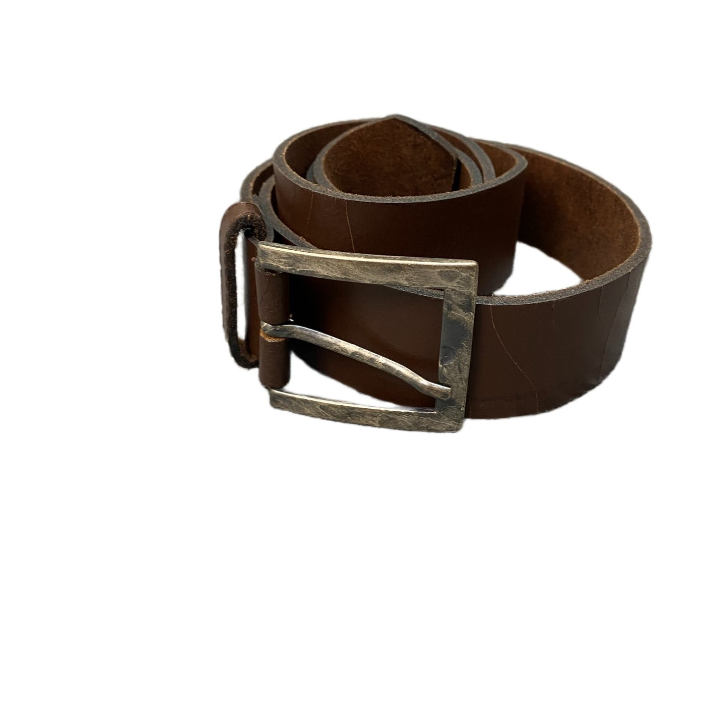 Waist Belt Mens Brown Leather Adjustable Classic Silver Pin Buckle 41 Inches