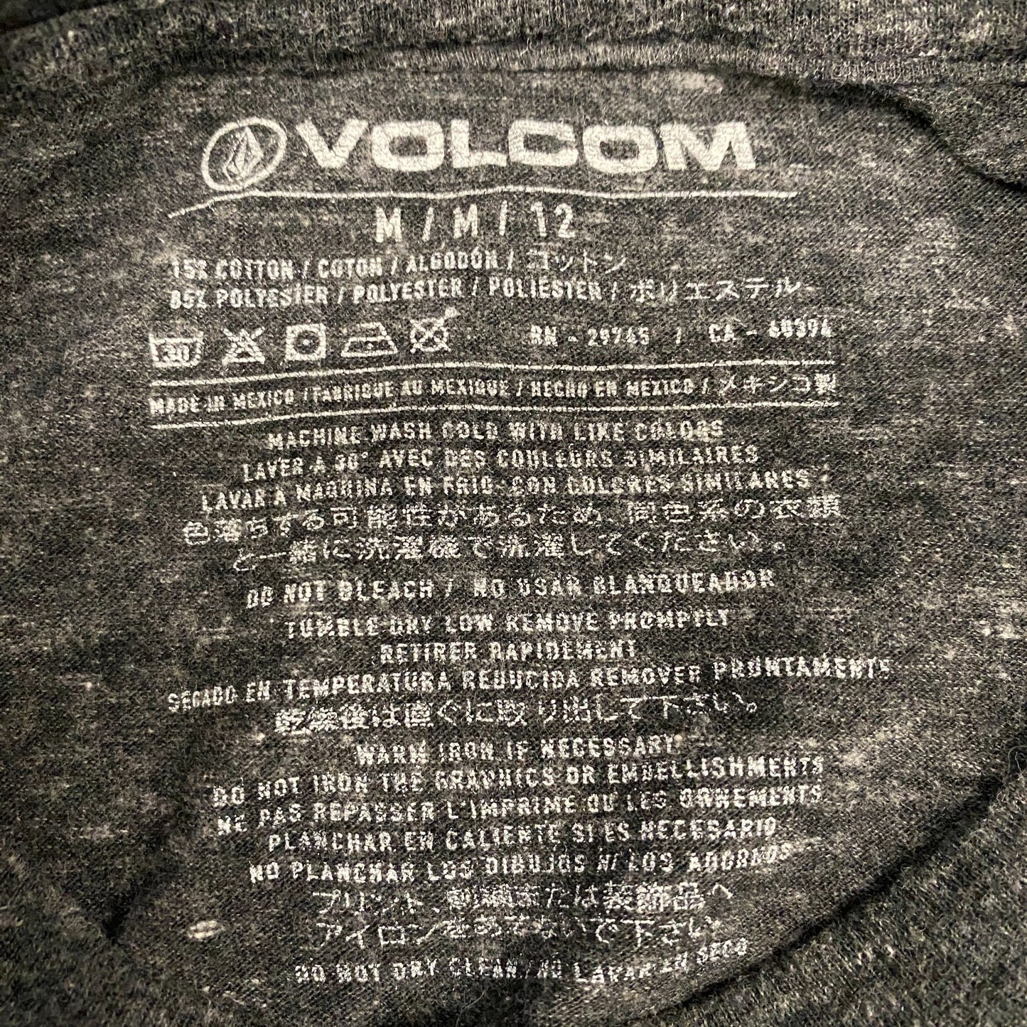 Volcom T-Shirt Womens Medium Grey Heather Graphic Print Crew Neck Pullover Tee