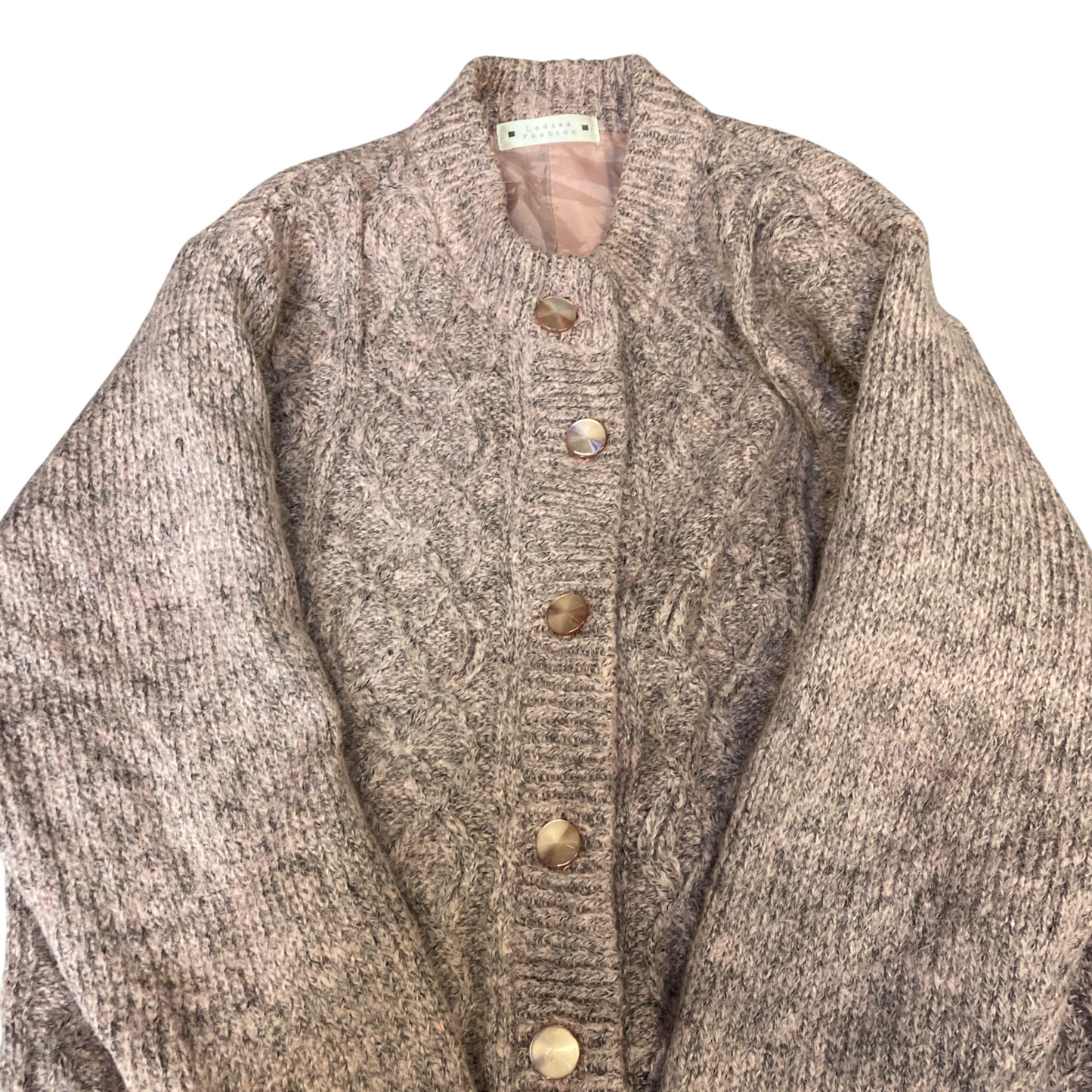 Ladies Fashion Cardigan Jumper Womens Medium Pink Lined Long Sleeve Button Front