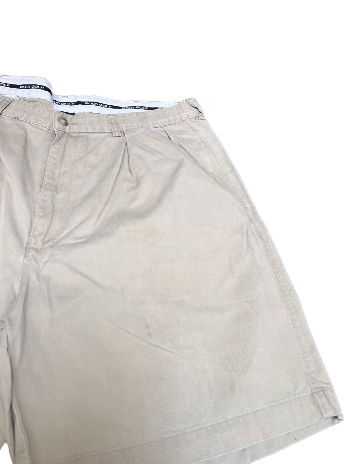 Polo Golf by Ralph Lauren Chino Shorts Fits as Mens XL 36" Waist Khaki Pleated