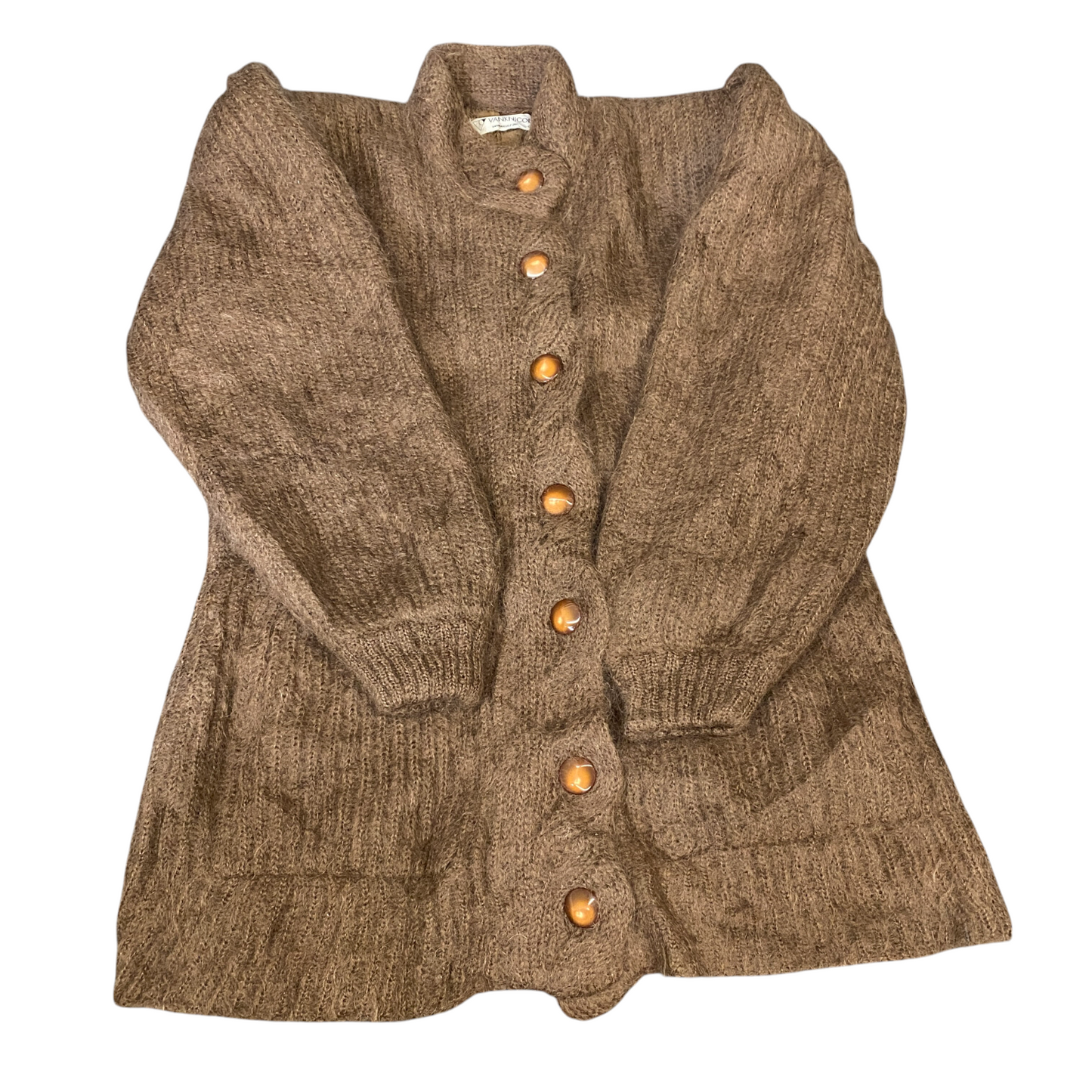Vanknicole Cardigan Jumper Womens Medium Brown Lined Long Sleeve Button Front