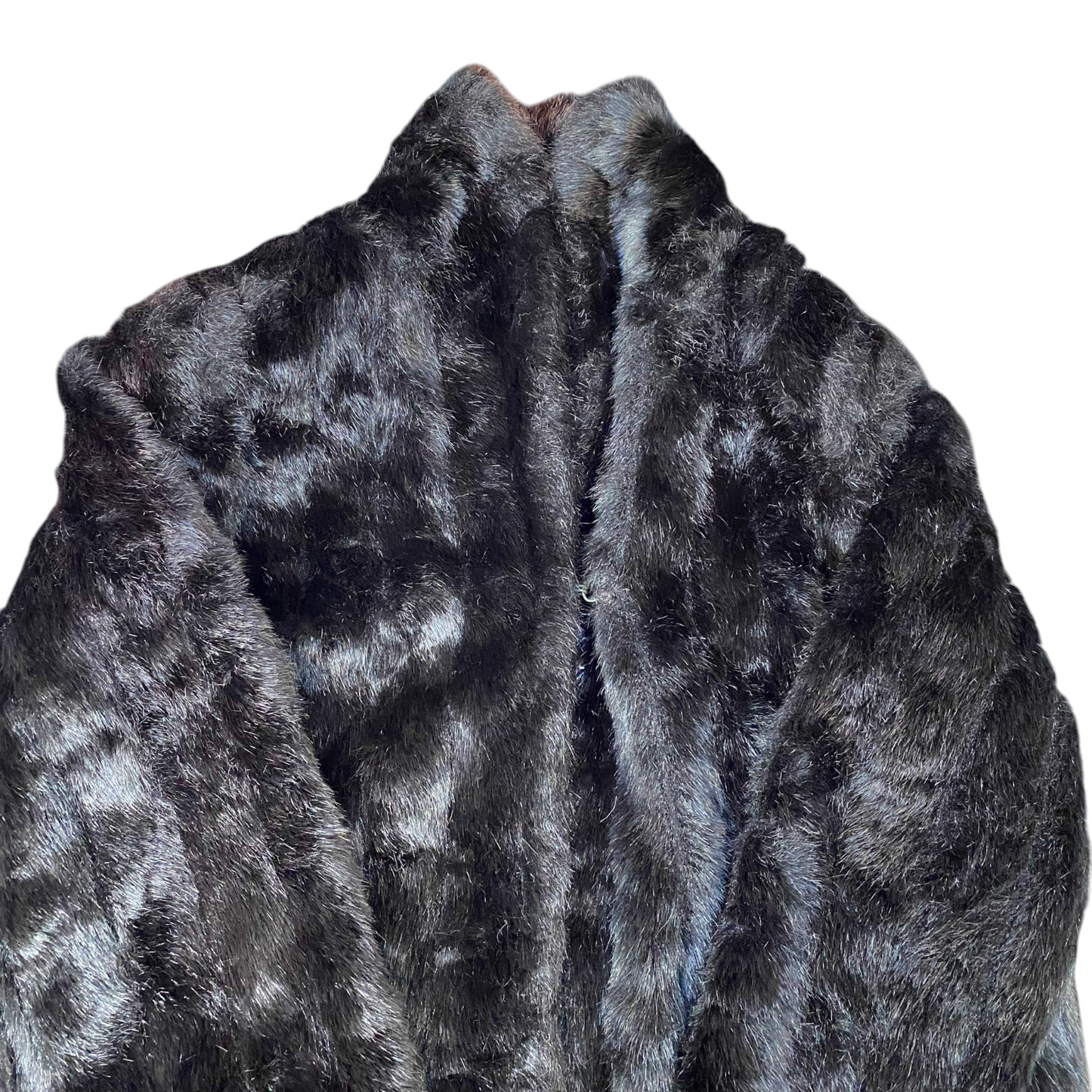 Womens Faux Fur Coat Medium Black Lined Plush Oversized Long Sleeve Open Front