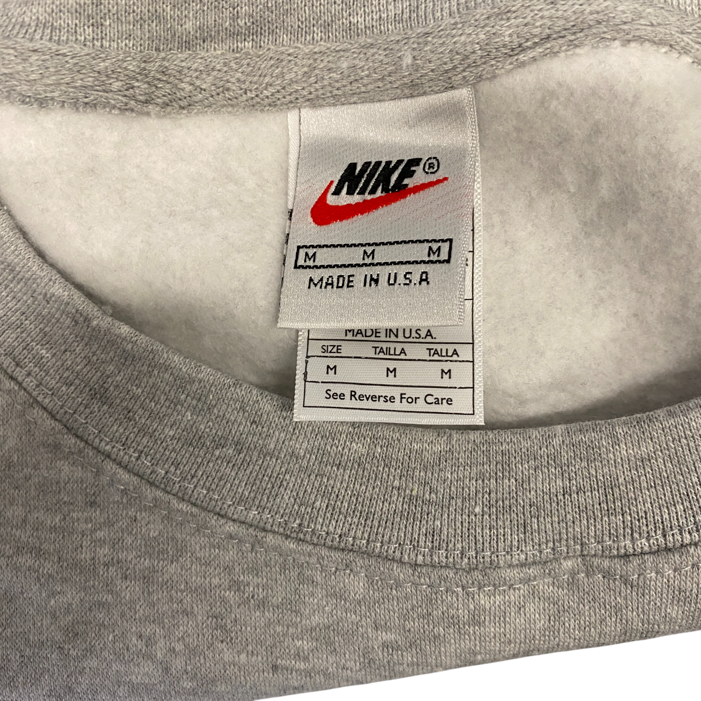 Nike Reworked Sweatshirt Mens Medium Grey Embroidered Spellout Logo Vintage Y2K