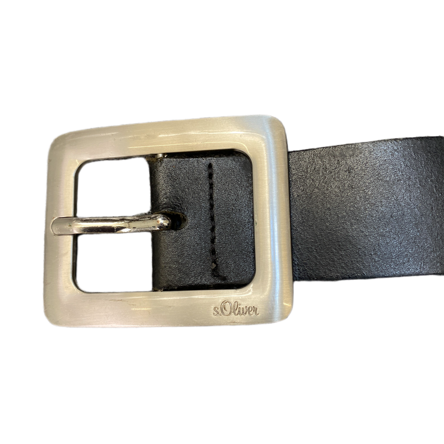 S.Oliver Waist Belt Mens Black Leather Adjustable Silver Pin Buckle 36 Inches