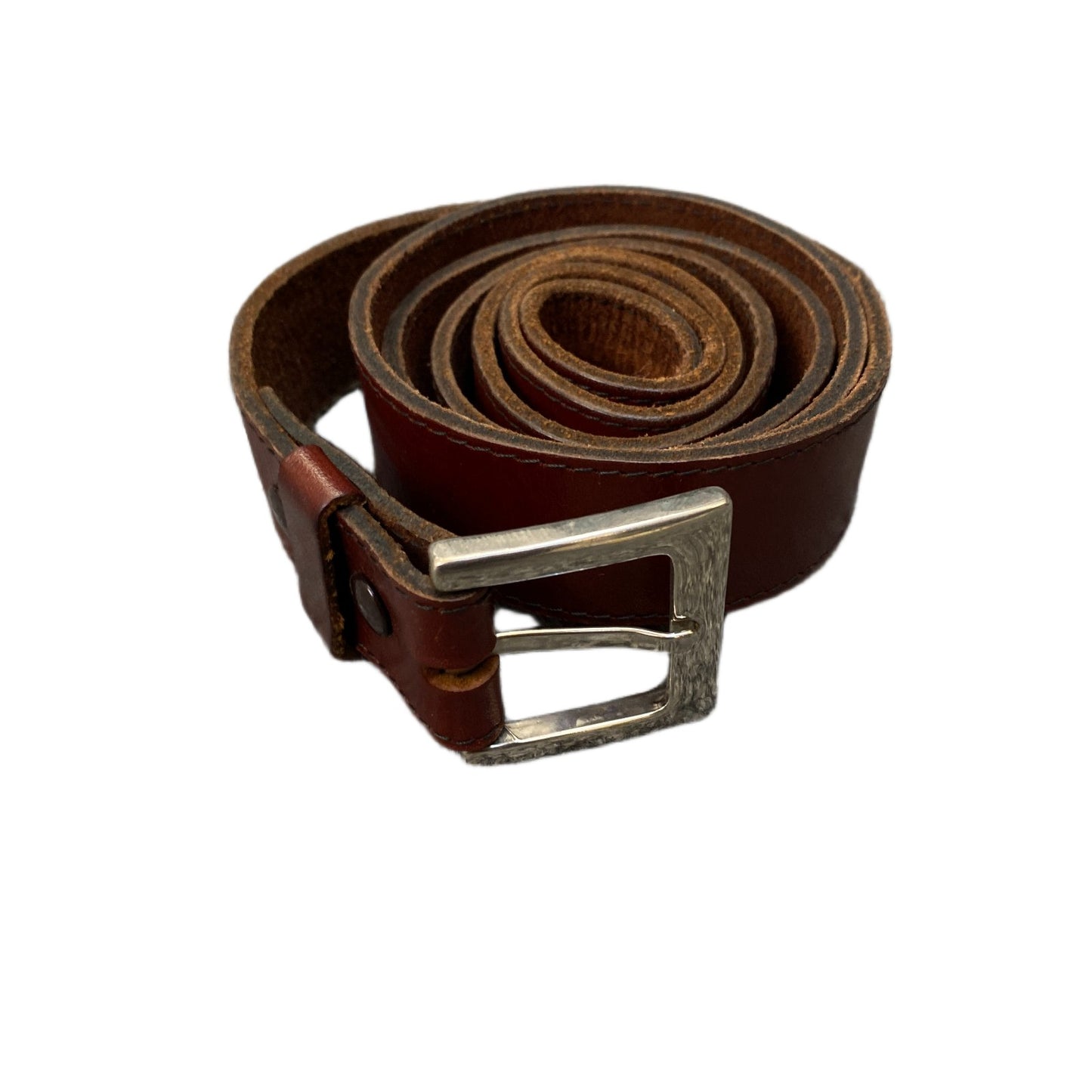 Waist Belt Mens Brown Leather Adjustable Gold Tone Pin Buckle 44.5 Inches