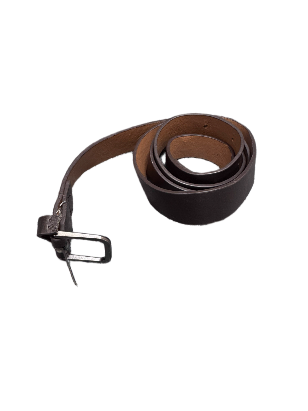 Waist Belt Mens Dark Brown Leather Adjustable Silver Pin Buckle 46 inches