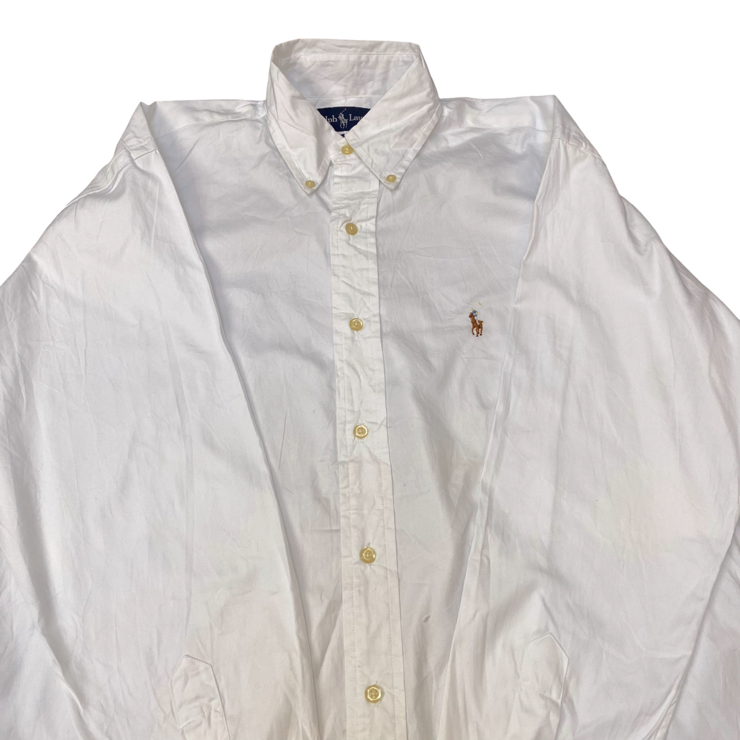 Ralph Lauren Formal Shirt Mens L White Yarmouth Long Sleeve Logo Button Down