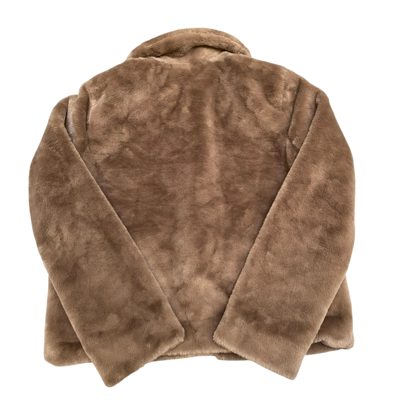 Pageone Faux Fur Jacket Womens Small Brown Lined Comfort Super Soft Long Sleeve