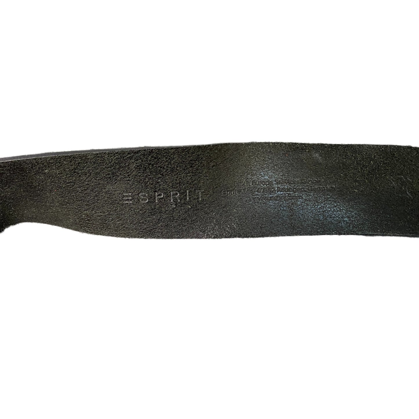 Esprit Waist Belt Men Black Leather Rectangular Silver Pin Buckle 45 Inches