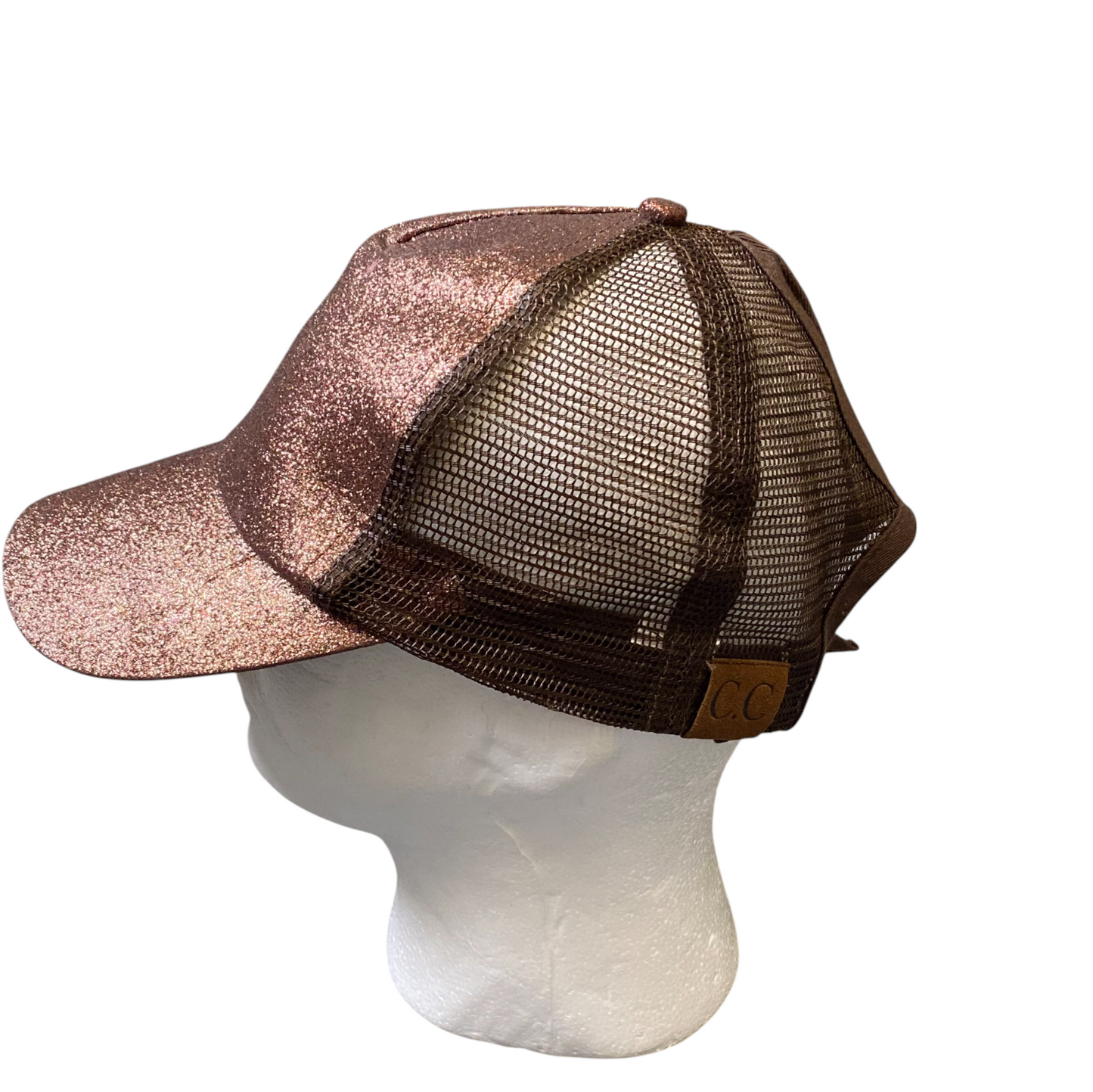 C.C Trucker Hat Womens Brown Cotton Metallic Mesh Back Adjustable Strapback Cap