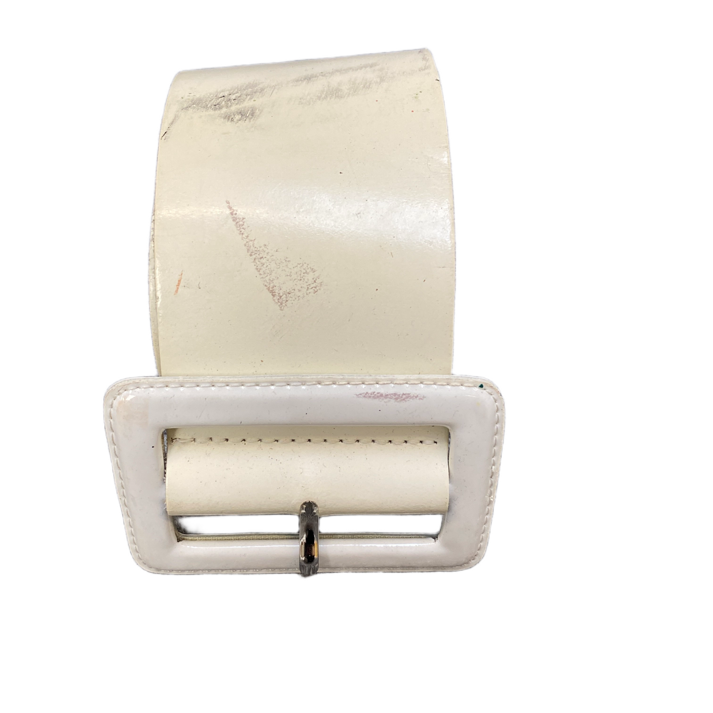 Next Waist Belt Womens Beige Leather Adjustable White Buckle 33.5 inches