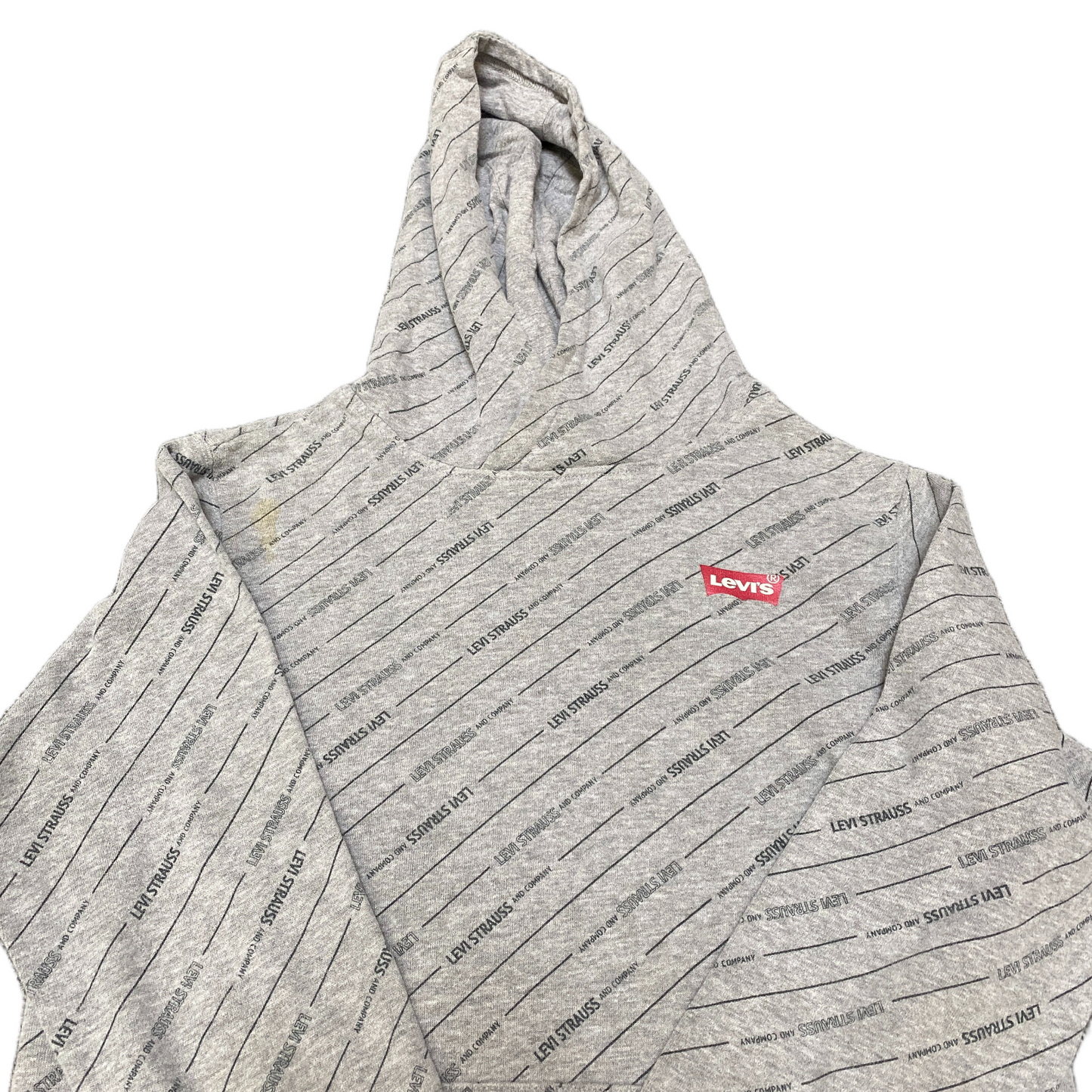 Levi's Hoodie Boys L Grey Allover Print Raglan Sleeve Kangaroo Pocket Sweatshirt