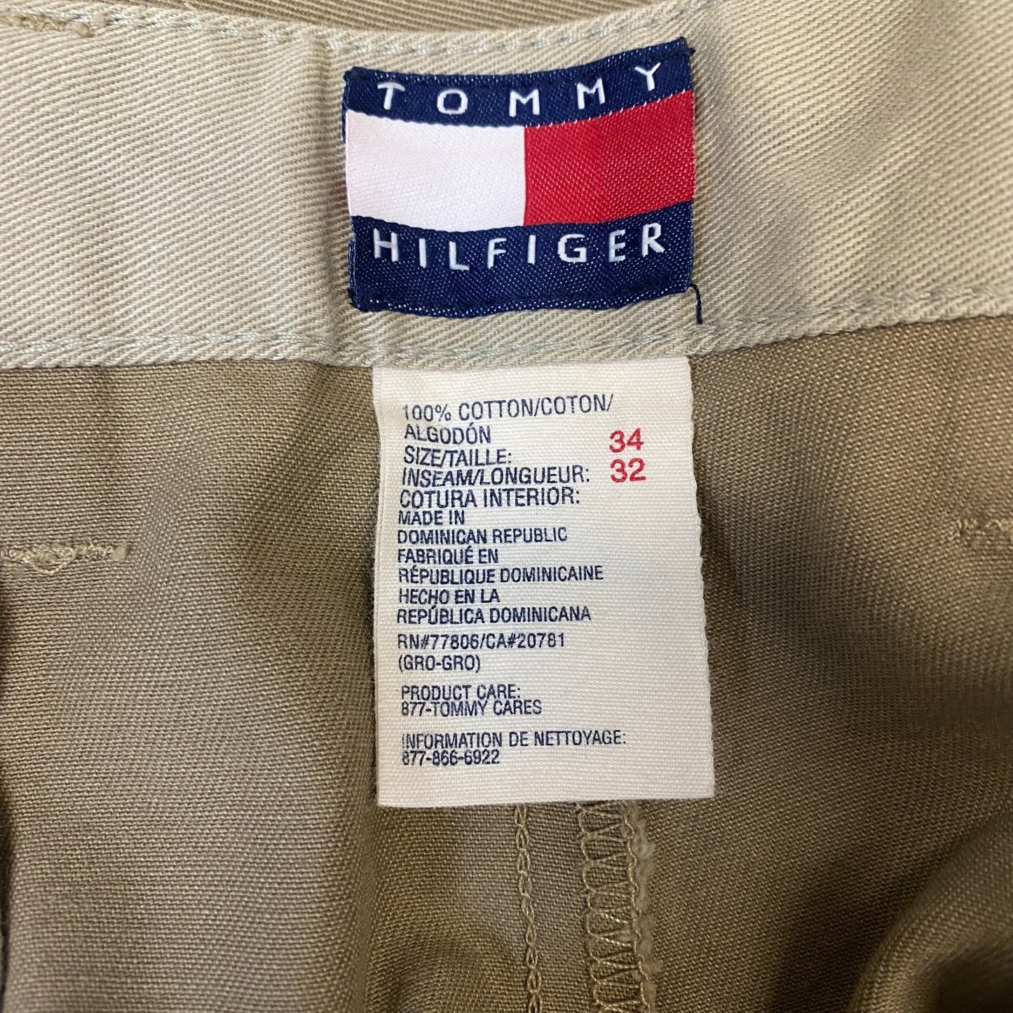 Tommy Hilfiger Joggers Fits as Men 33" Waist Khaki Pleated Rolled Chino Trousers