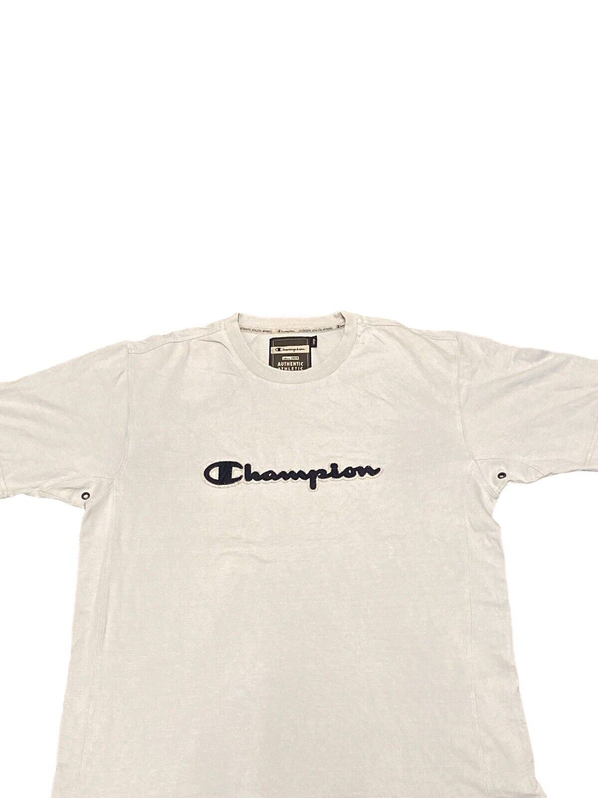 Champion Spellout T-Shirt Grey Mens L Front Logo