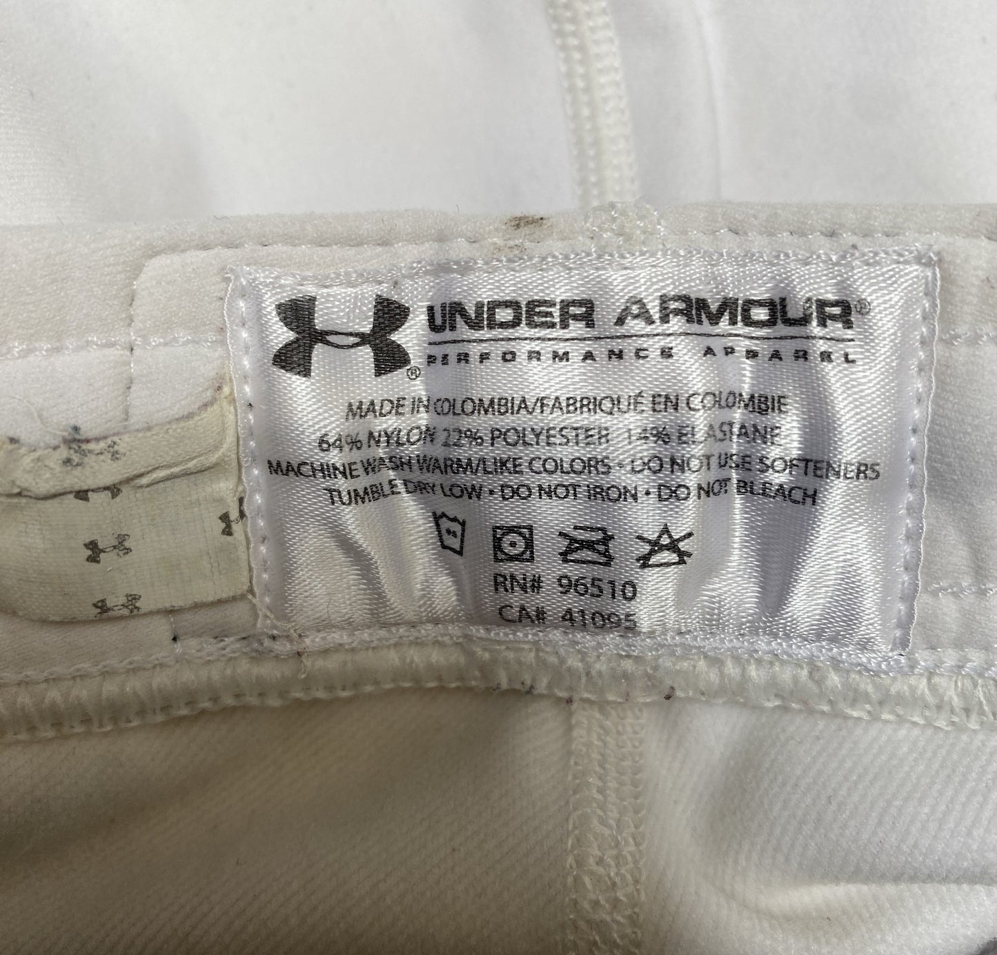 Under Armour Joggers Fits as Womens 21" Waist White Performance Stretch Trouser