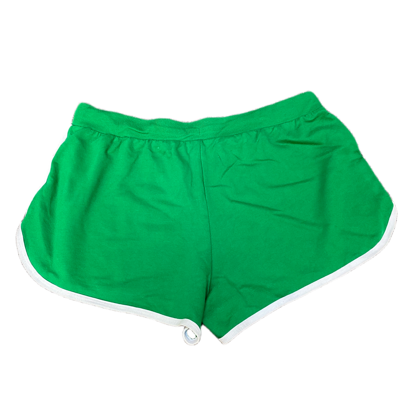 Running Sprinter Shorts Women L 30" Waist Green Athletic Gym Workout Dolphin Hem