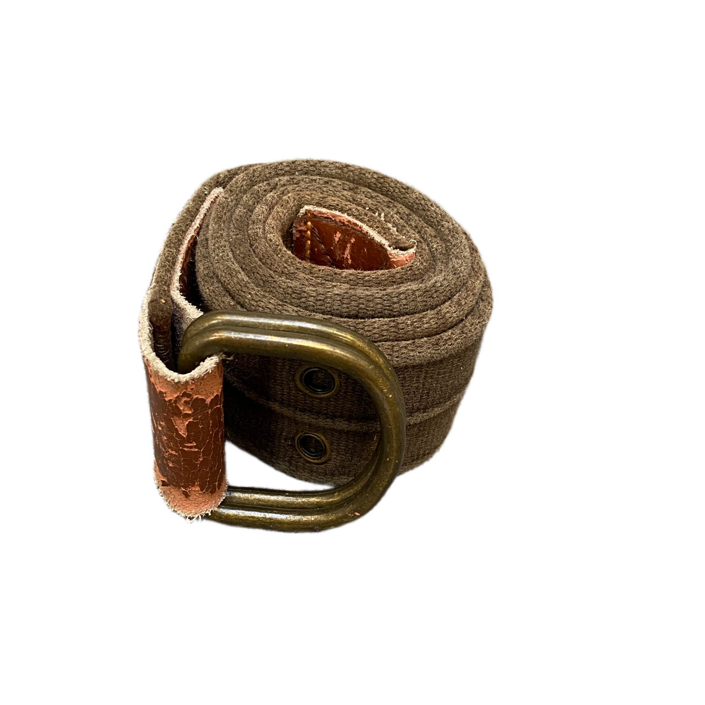 Men's Yoga Belt Brown Canvas Adjustable D-Ring Buckle 43 inches