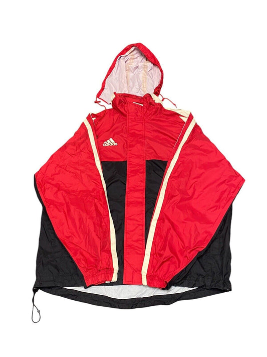 Adidas Lightweight Hooded Jacket Zip Up Red Mens L