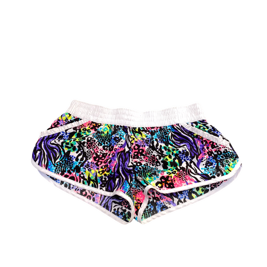 Running Sprinter Shorts Womens Medium Multicoloured Patterned Elastic Waist