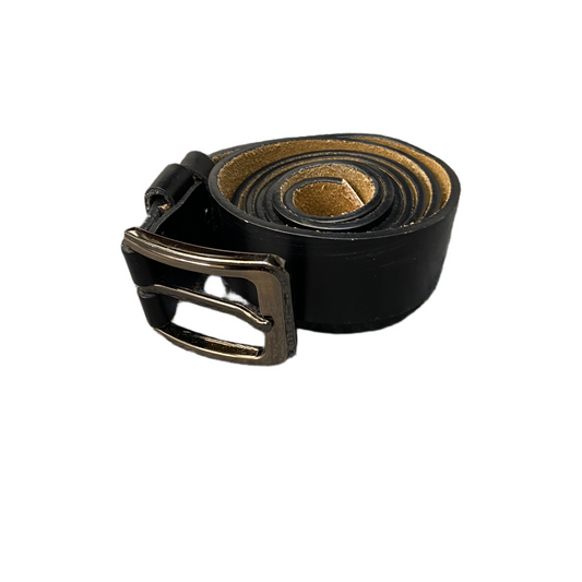 Waist Belt Men Black Leather Adjustable Classic Silver Pin Buckle 57.5 inches