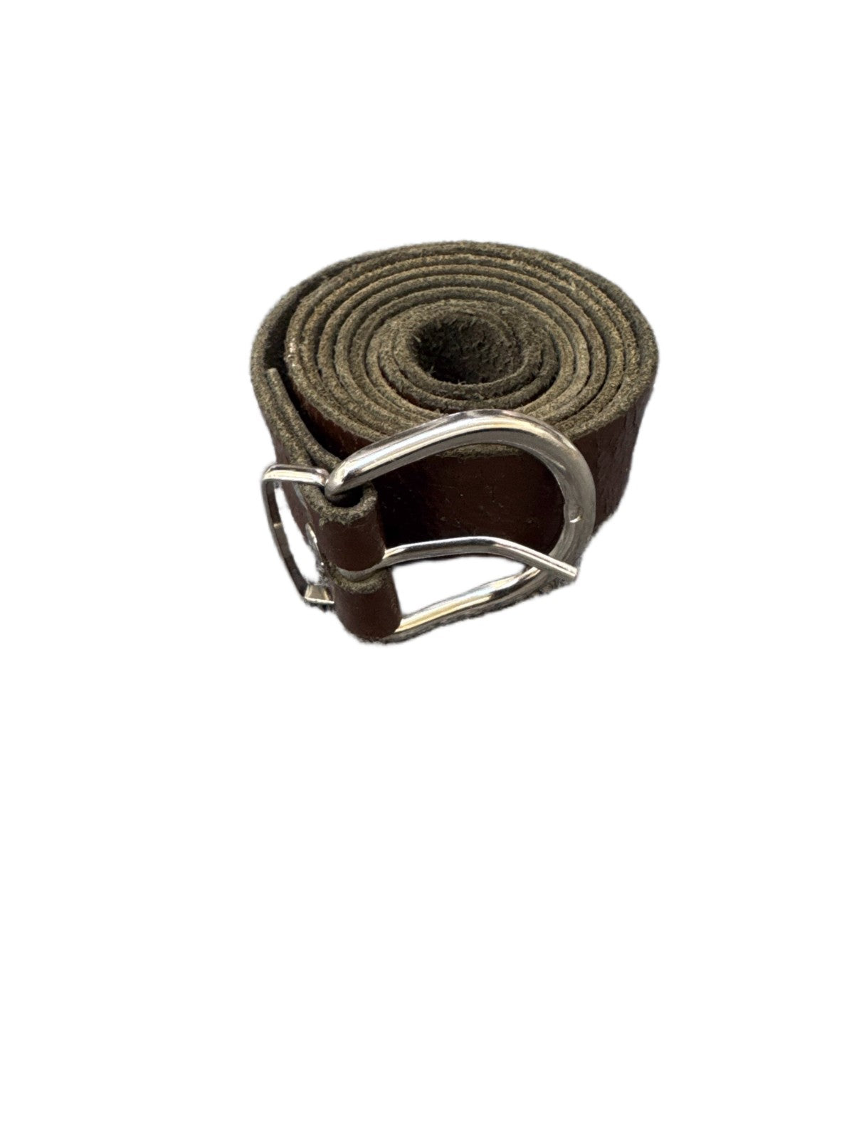 Waist Belt Mens Brown Leather Adjustable Silver D-Ring Pin Buckle 47.5 inches