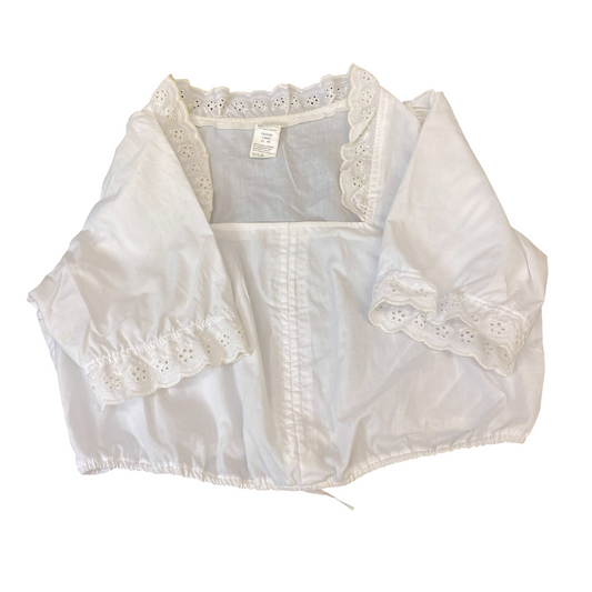 Konetti Cropped Top Womens M White Short Sleeve Lace Trim Square Neck Pullover