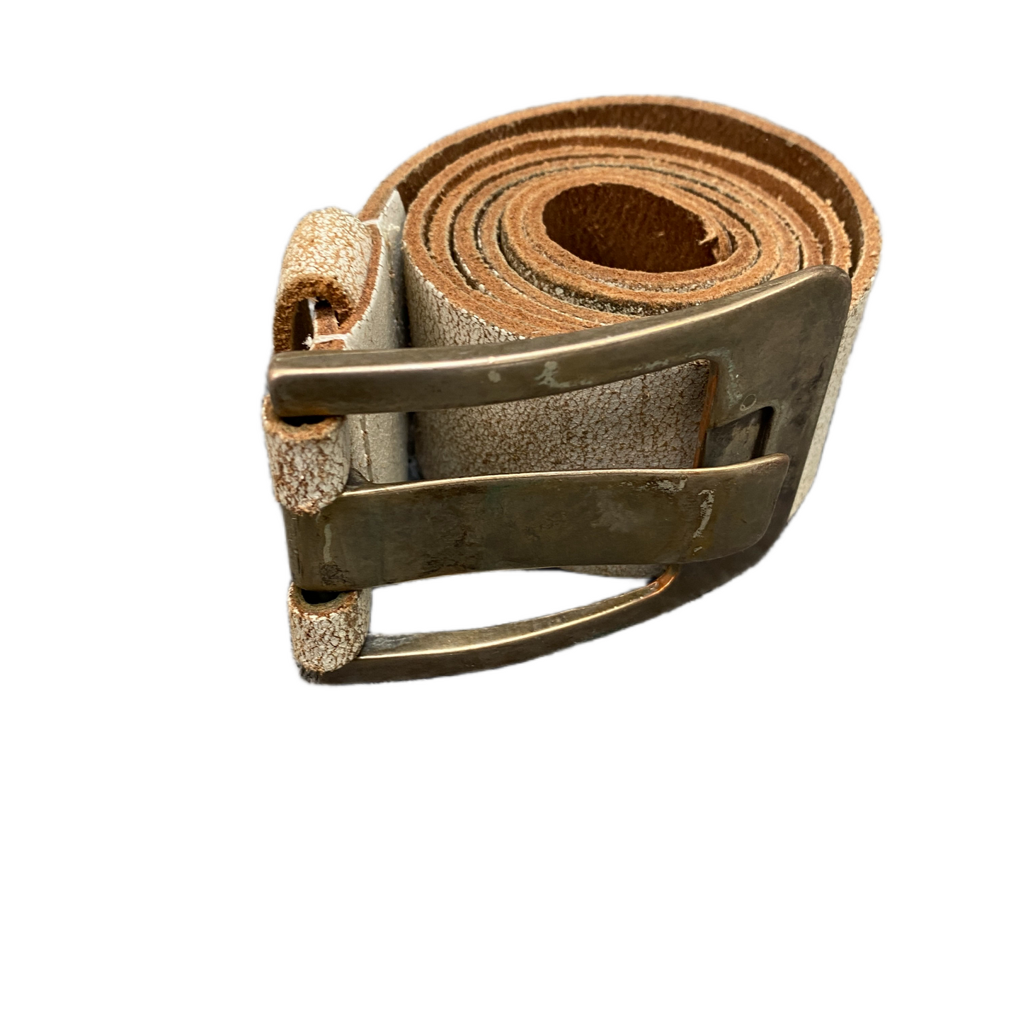 Petrol Industries Waist Belt Men White Leather Silver Pin Buckle 40 inches