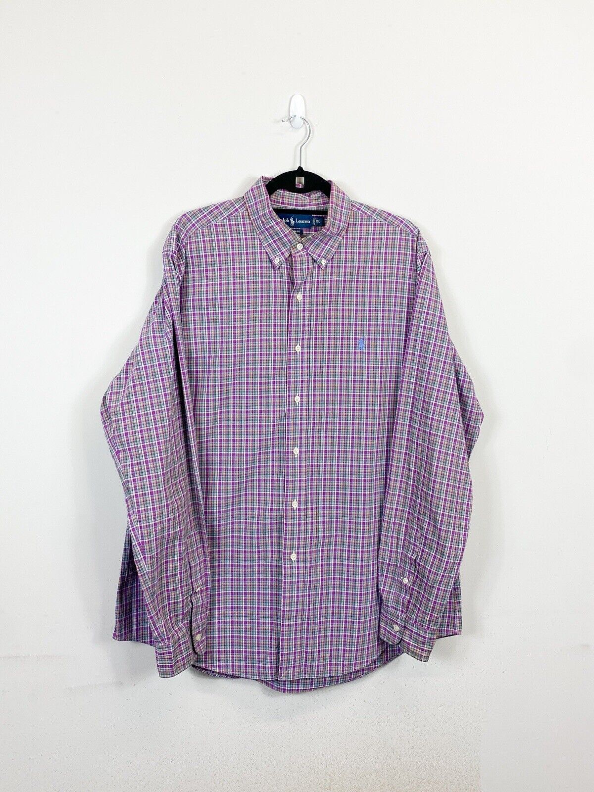 Ralph Lauren Buttoned Shirt Mens XL Pink Multicoloured Check Long Sleeve Pony