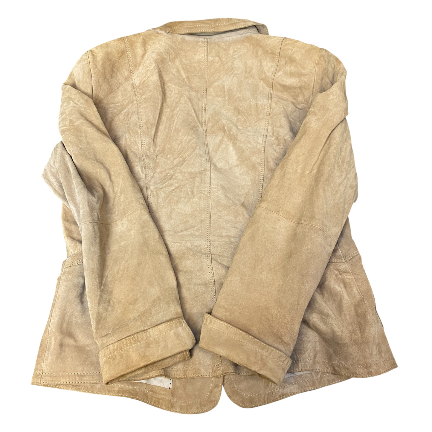 Gerry Weber Suede Leather Blazer Jacket Women Medium Brown Lined Single Breasted