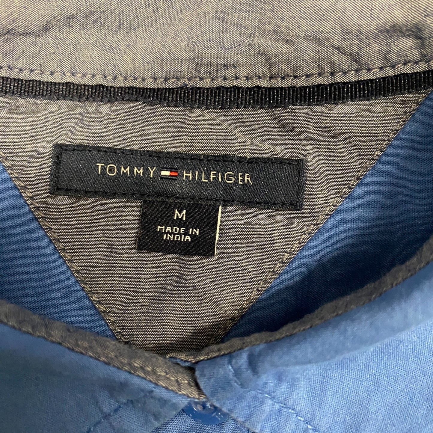 Tommy Hilfiger Shirt Top Womens Medium Blue Long Sleeve Collared Button Front