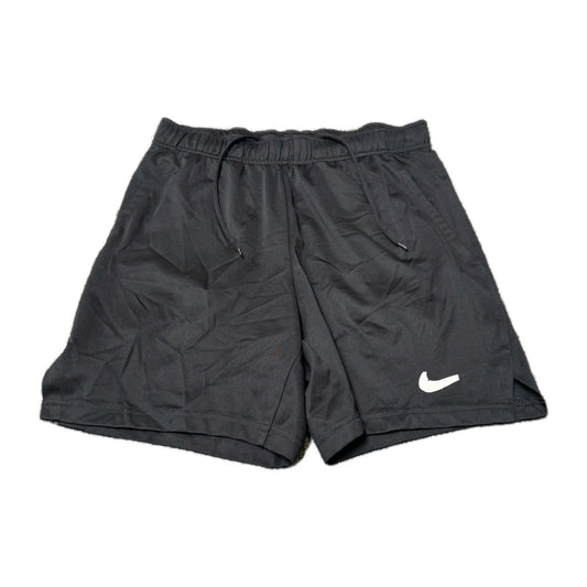 Nike Shorts Womens M Black Dri Fit Swoosh Logo Stretch Mid Rise Elastic Waist