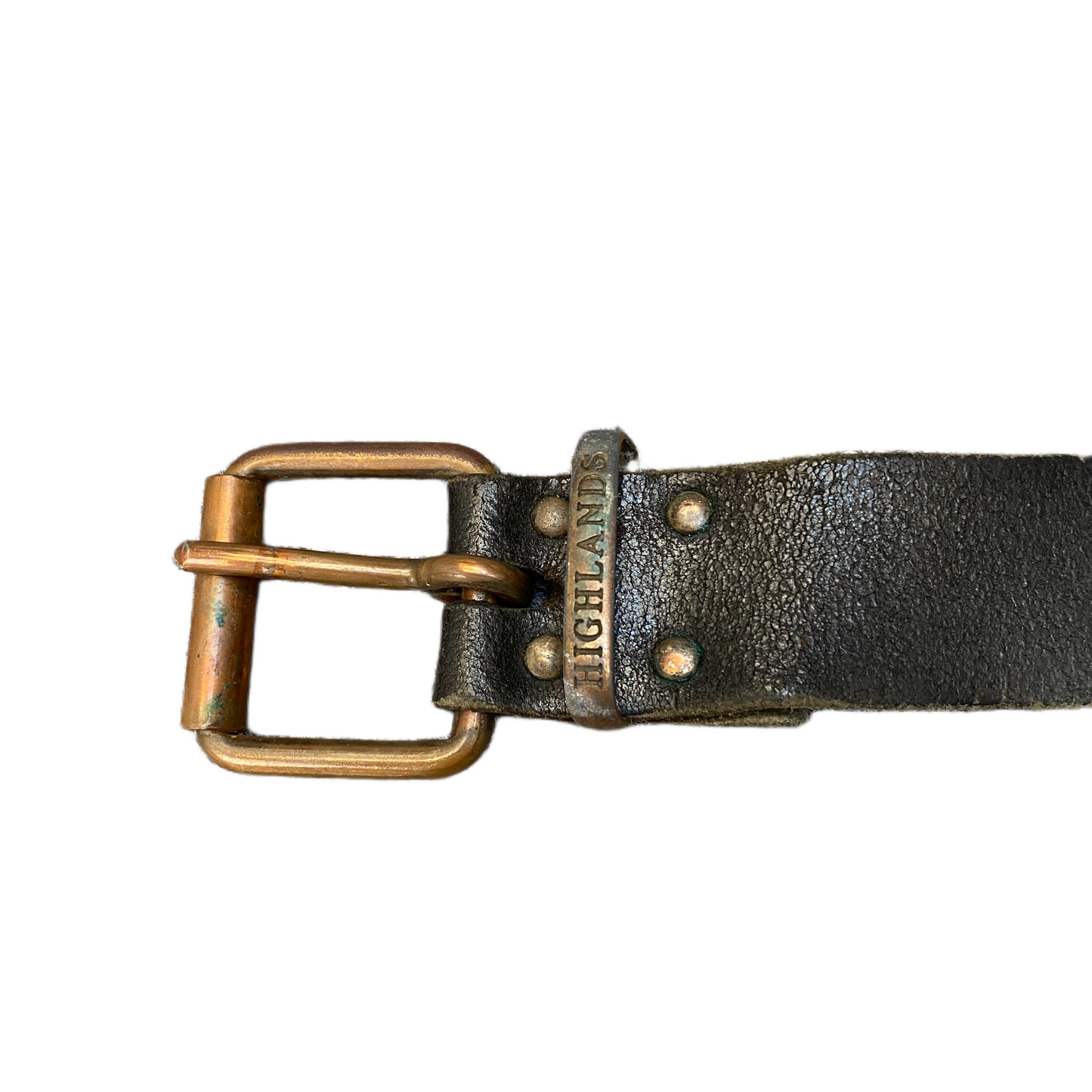 Highlands Waist Belt Mens Black Leather Adjustable Roller Buckle 34.5 inches
