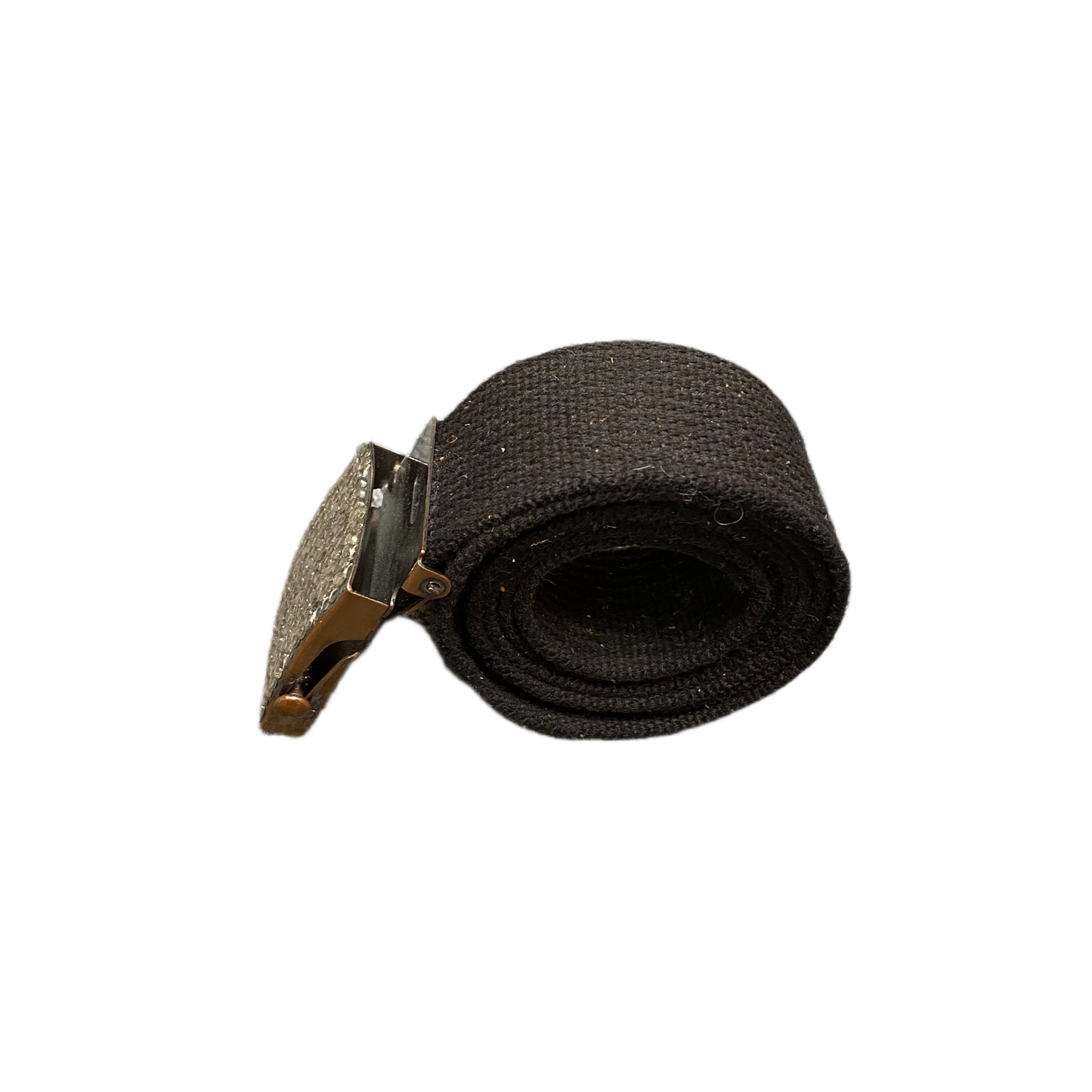 Womens Webbing Belt Black Canvas Rhinestone Casual Flip Top Buckle 46 inches