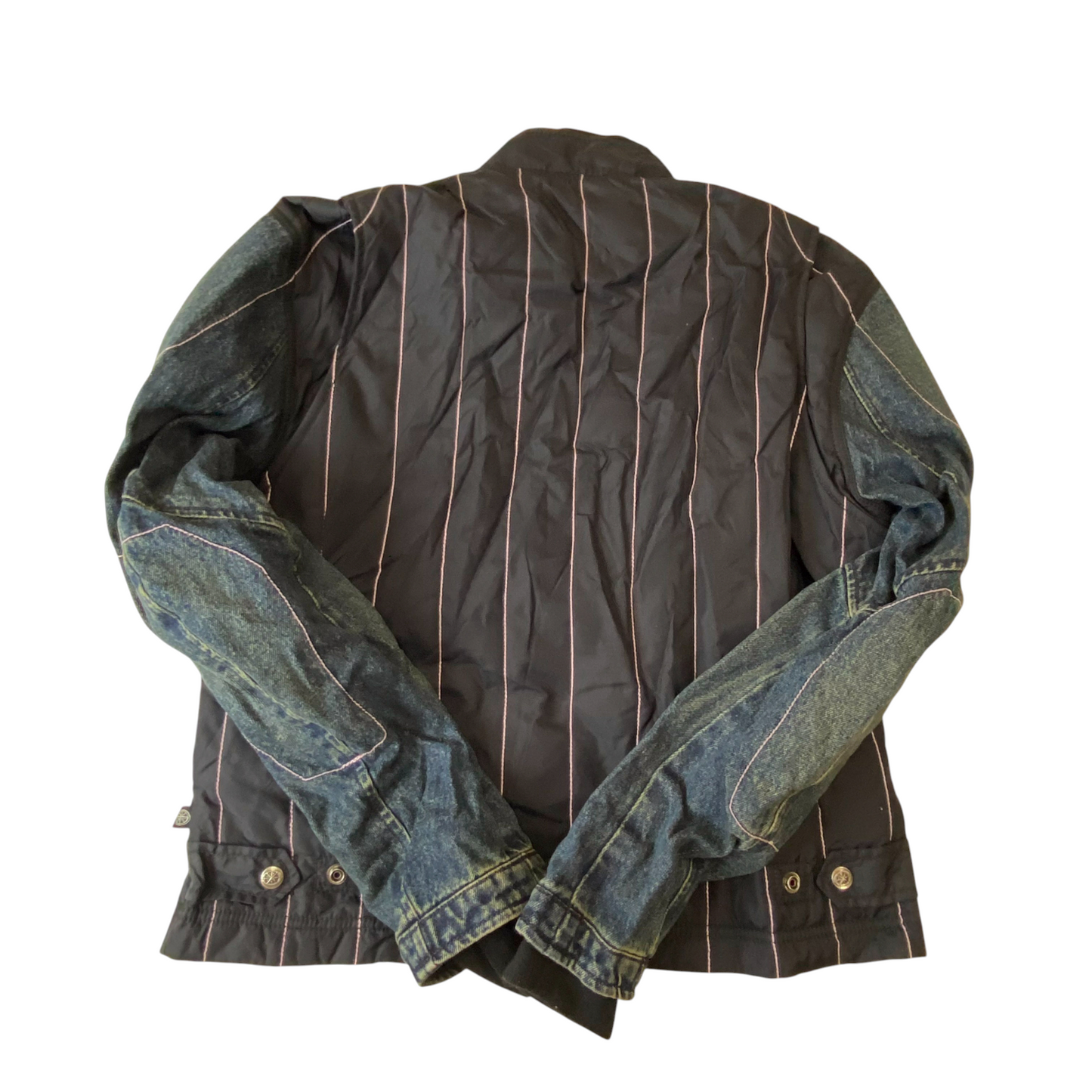 Yamaha Star Motorcycle Bomber Riding Jacket Womens Large Black Blue Denim Sleeve