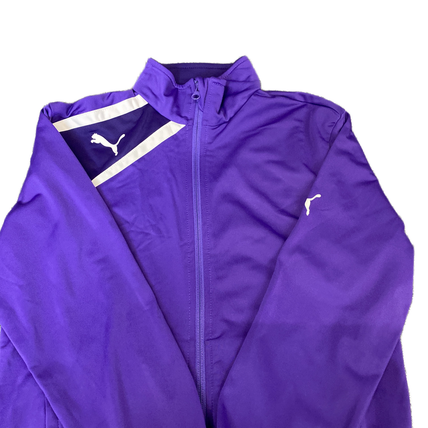 Puma Sport Track Jacket Boys XS Purple White TVS Wemding Long Sleeve Full Zipper