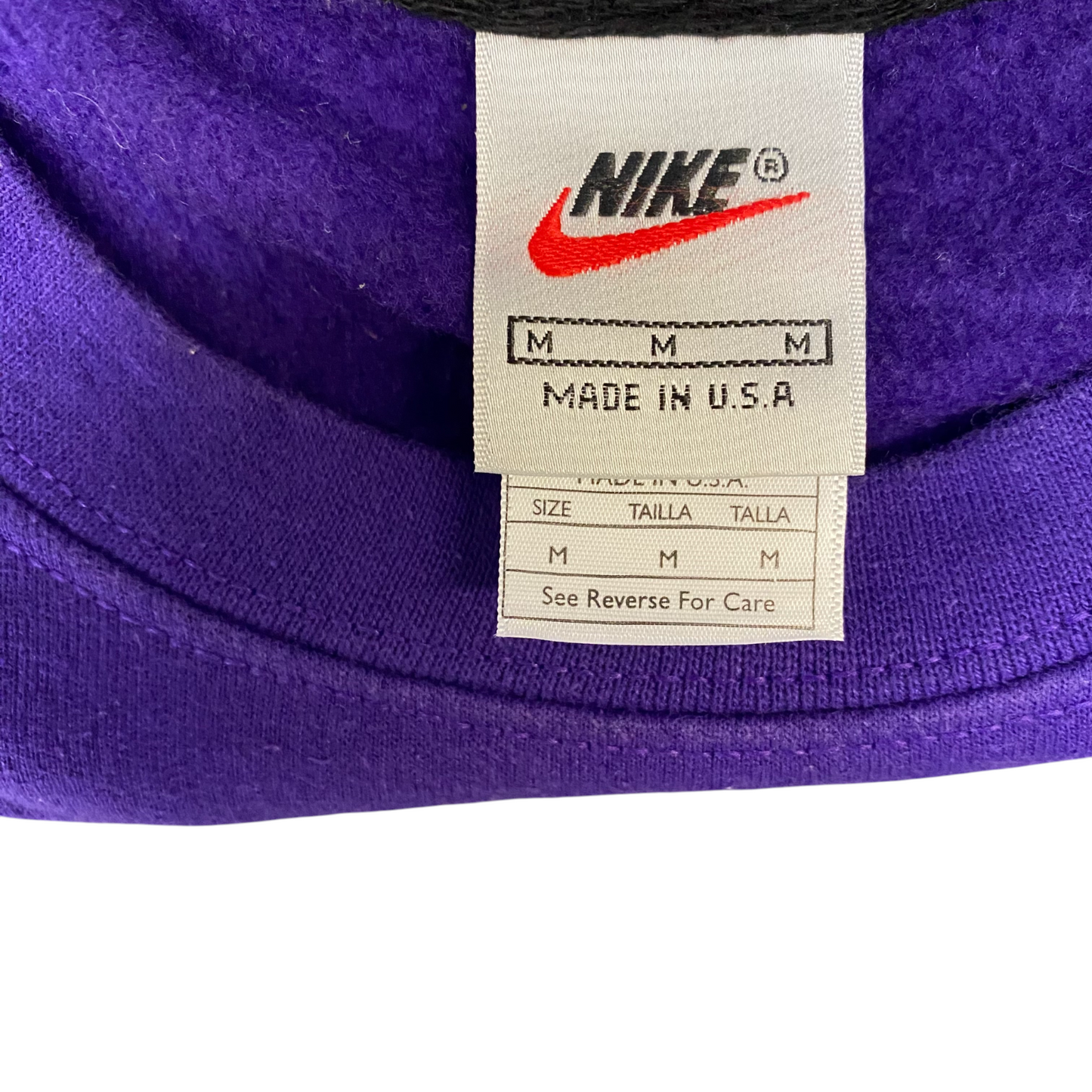 Nike Reworked Sweatshirt Mens M Purple Beige Embroidered Spellout Logo Vtg Y2K