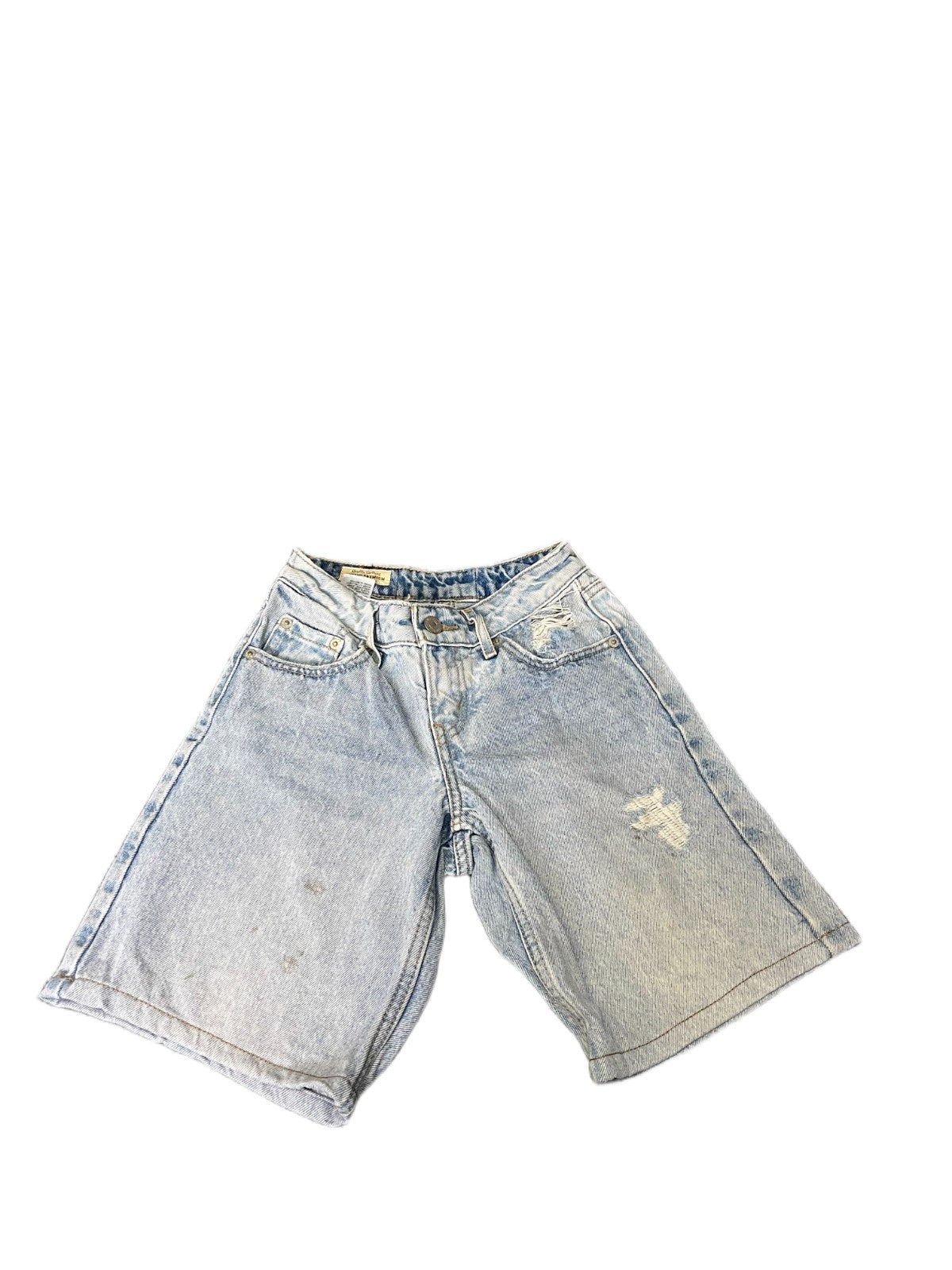 Levi's Jean Shorts Fits as Womens S 22" Waist Blue Denim Light Wash Distressed
