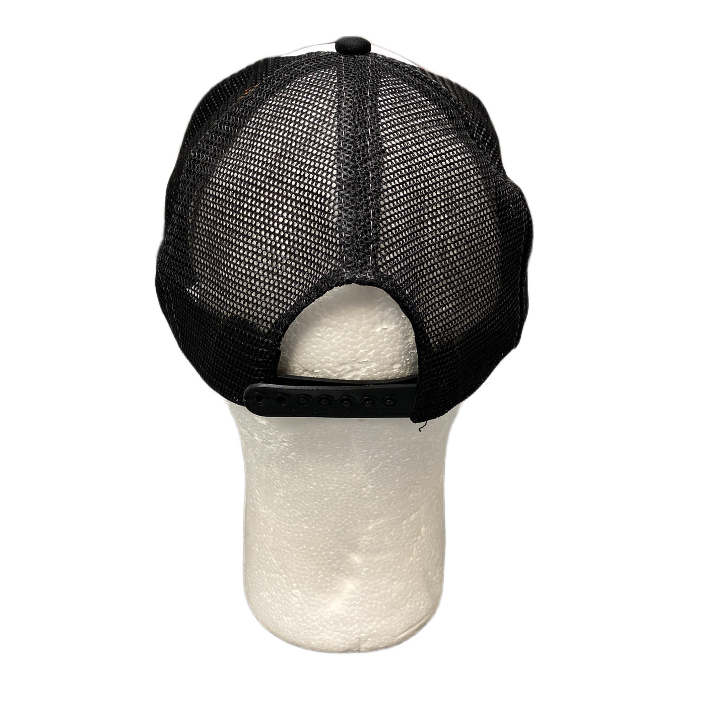 HeadWear Trucker Hat Mens One Size Black White Mesh Back Flat Brim Snapback Cap