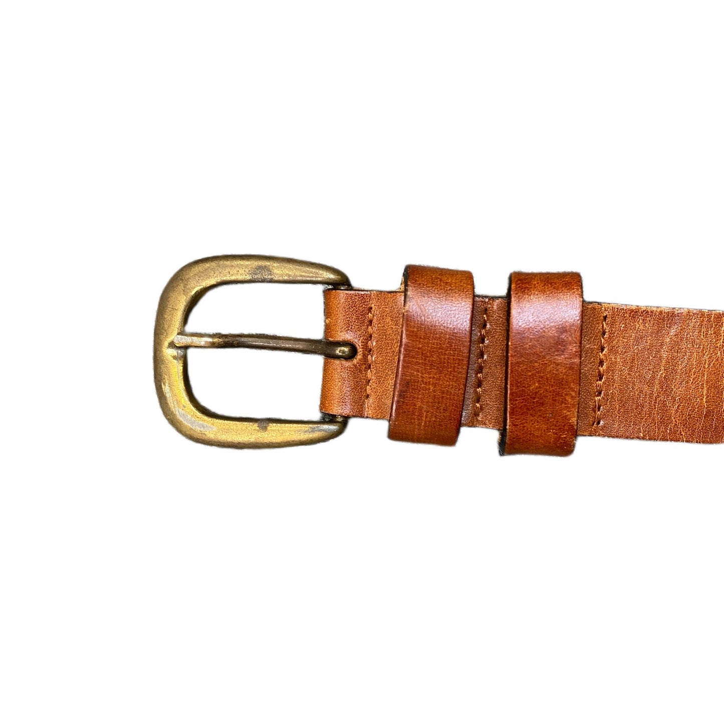 Waist Belt Mens Brown Leather Adjustable Classic Brass Pin Buckle 43 Inches
