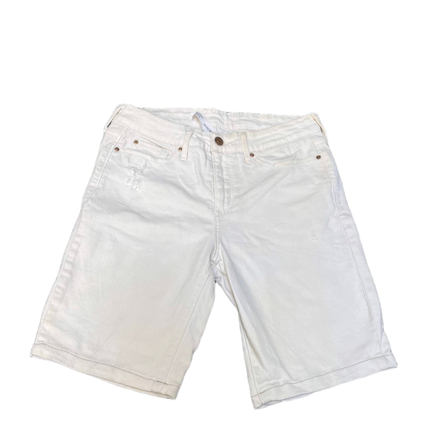 Levi's Skinny Crop Shorts Women Medium 29" Waist White Denim Mid Rise Distressed