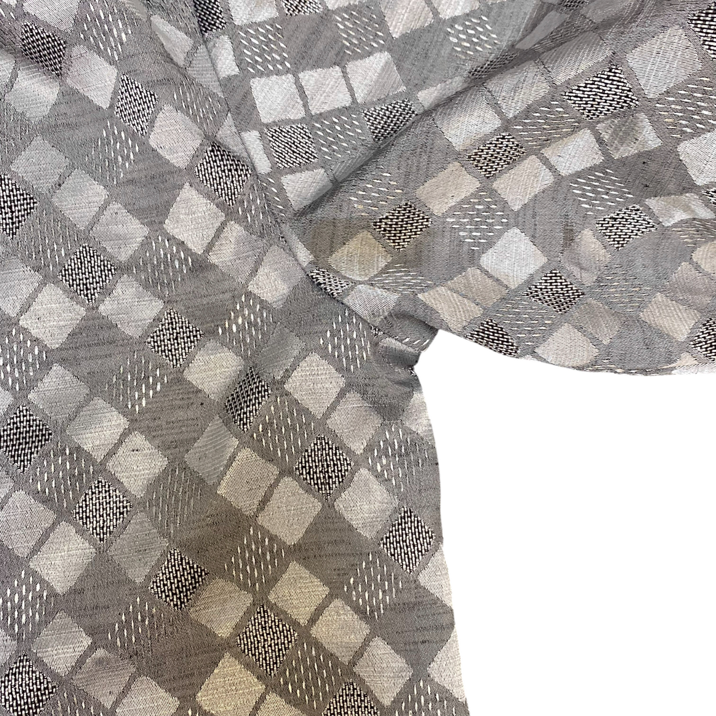 Womens Blouse Top L Grey Geometric Long Sleeve Casual Button Up Outdoor Comfort