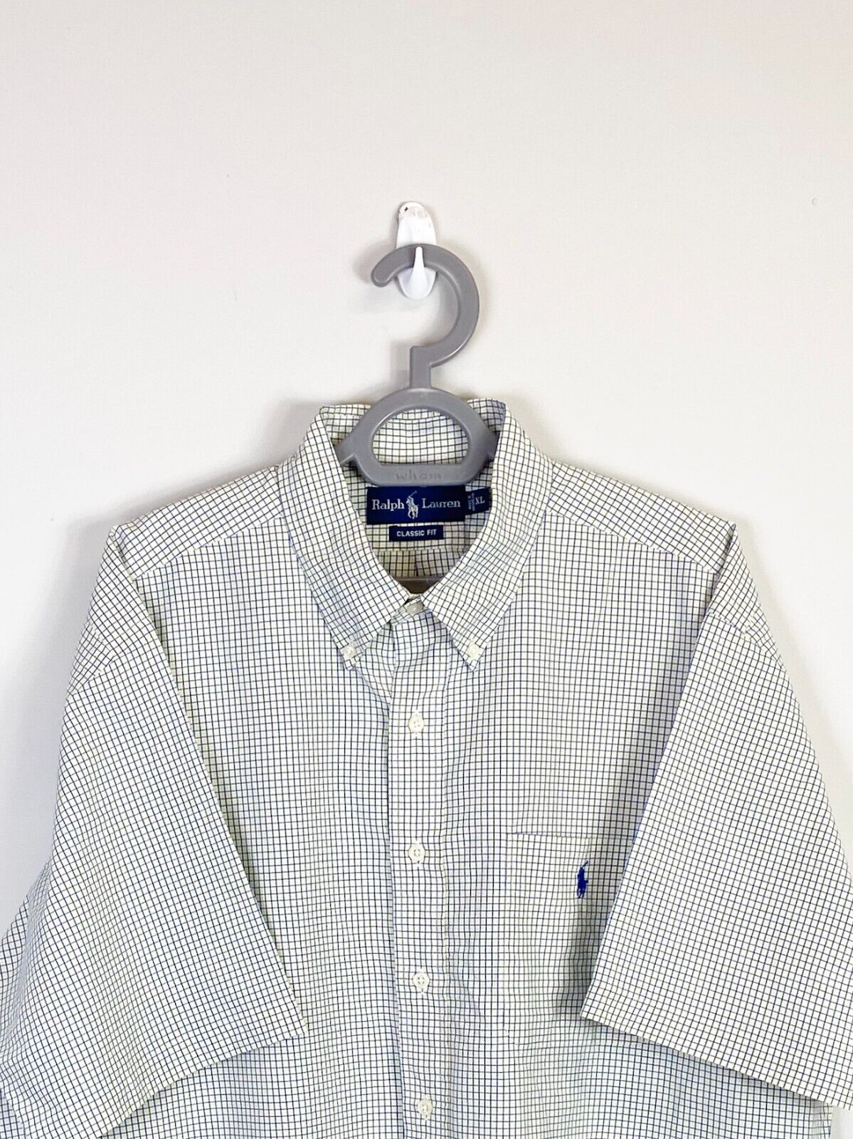 Ralph Lauren Shirt Mens XL Yellow Check Short Sleeve Small Blue Polo Pony Logo