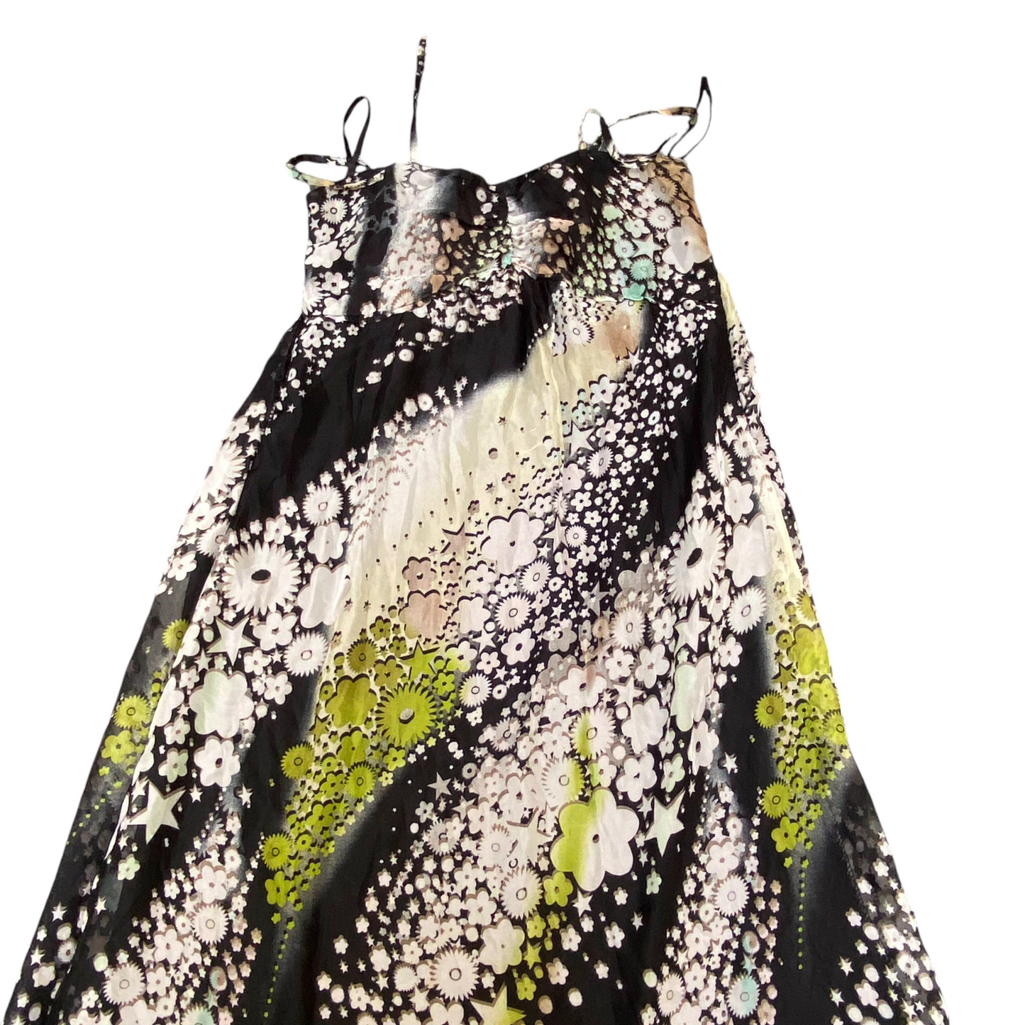 Yumi Long Maxi Dress Womens S Multi Geometric Chiffon Off Shoulder Outdoor