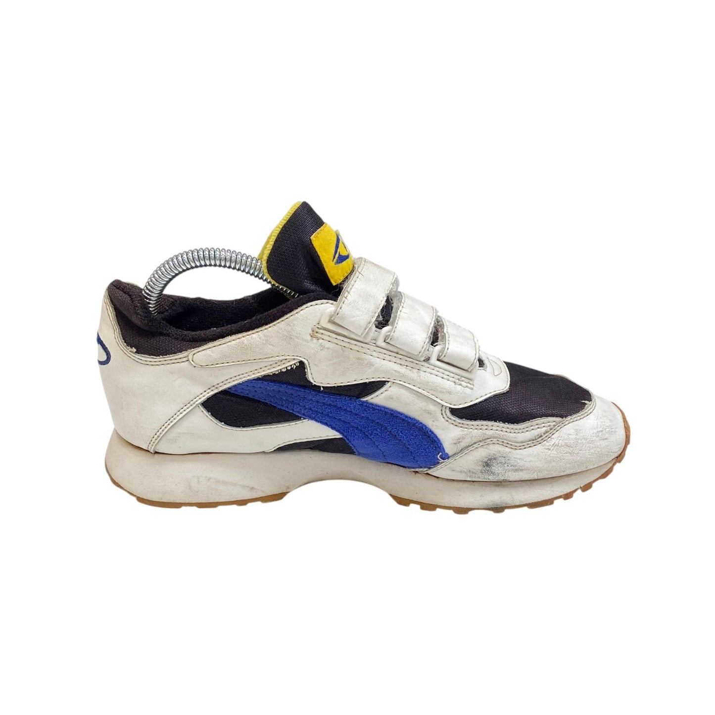 PUMA Sneakers Juniors UK 5 White Black Faux Leather Comfort Adjustable Straps