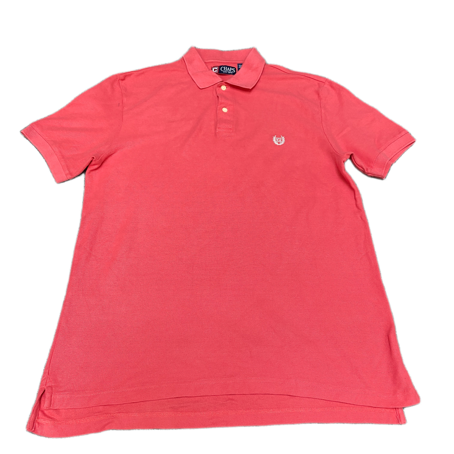 Chaps Polo Shirt Mens Medium Pink Golf Performance Stretch High Low Slit Popover