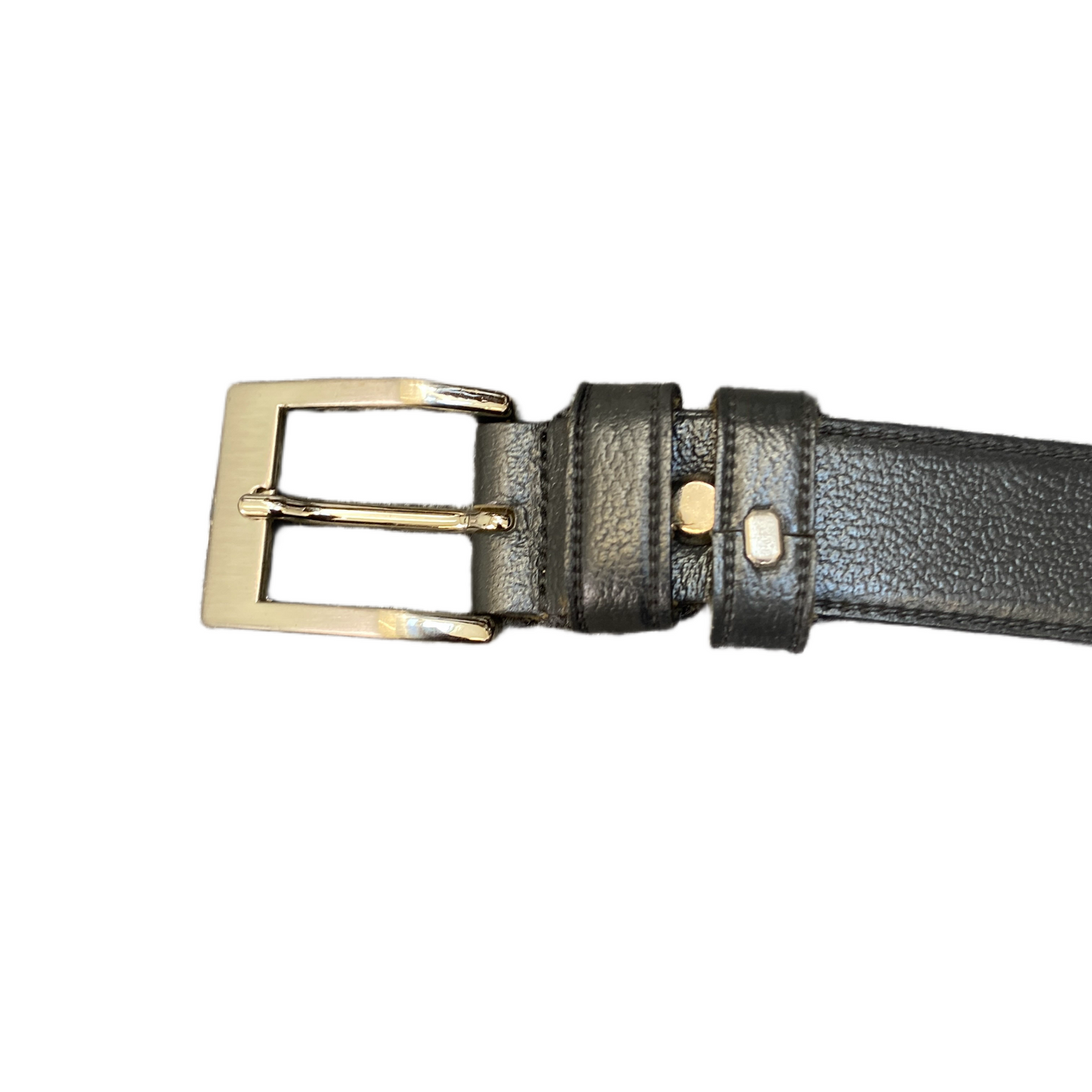 Waist Belt Mens Black Genuine Leather Adjustable Silver Pin Buckle 42.5 Inches
